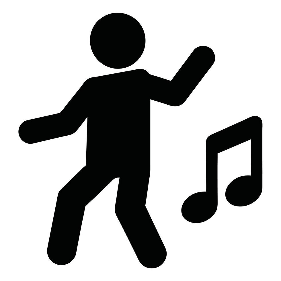 Dancing Person Silhouette With Music Note Icons Illustration Design vector