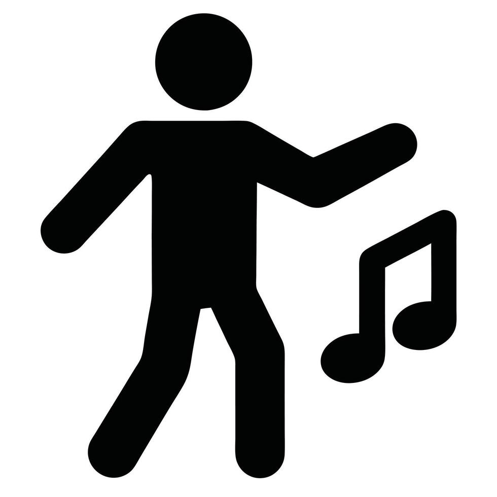 Dancing Silhouette With Music Note Icon For Entertainment And Joyful Celebration vector