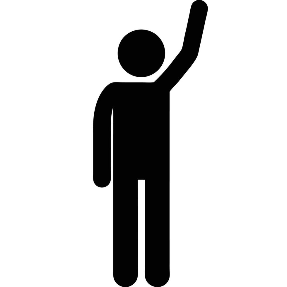 Black Silhouette Of Person Raising Hand, Illustration Symbol Sign vector