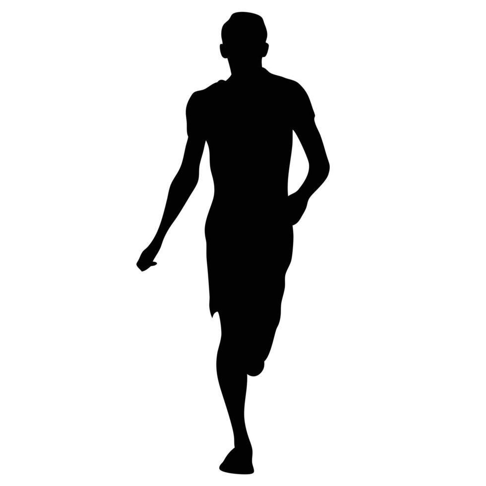 Silhouette Illustration Of Runner Sprinting Isolated On White Background In Full Figure vector