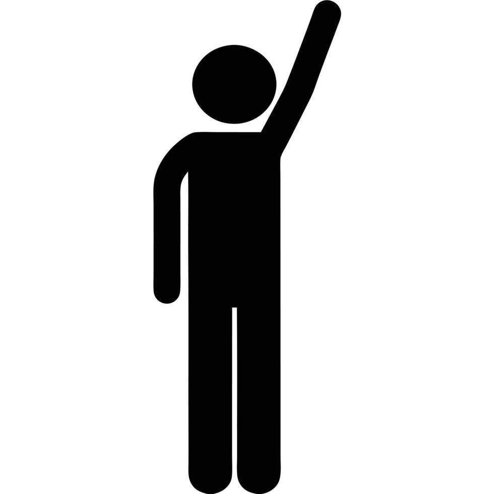 Simple Black Pictogram Of A Person Raising Their Arm Up In The Air vector