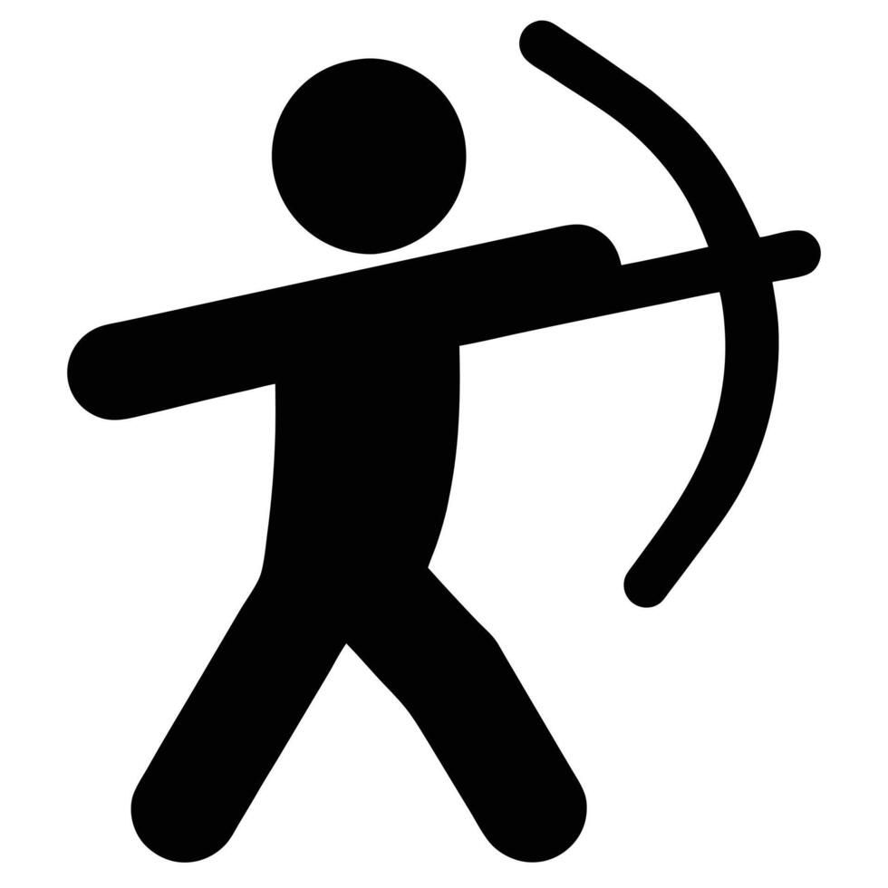 Simple Pictogram Of Archer Silhouette Aiming With Bow And Arrow Icon vector