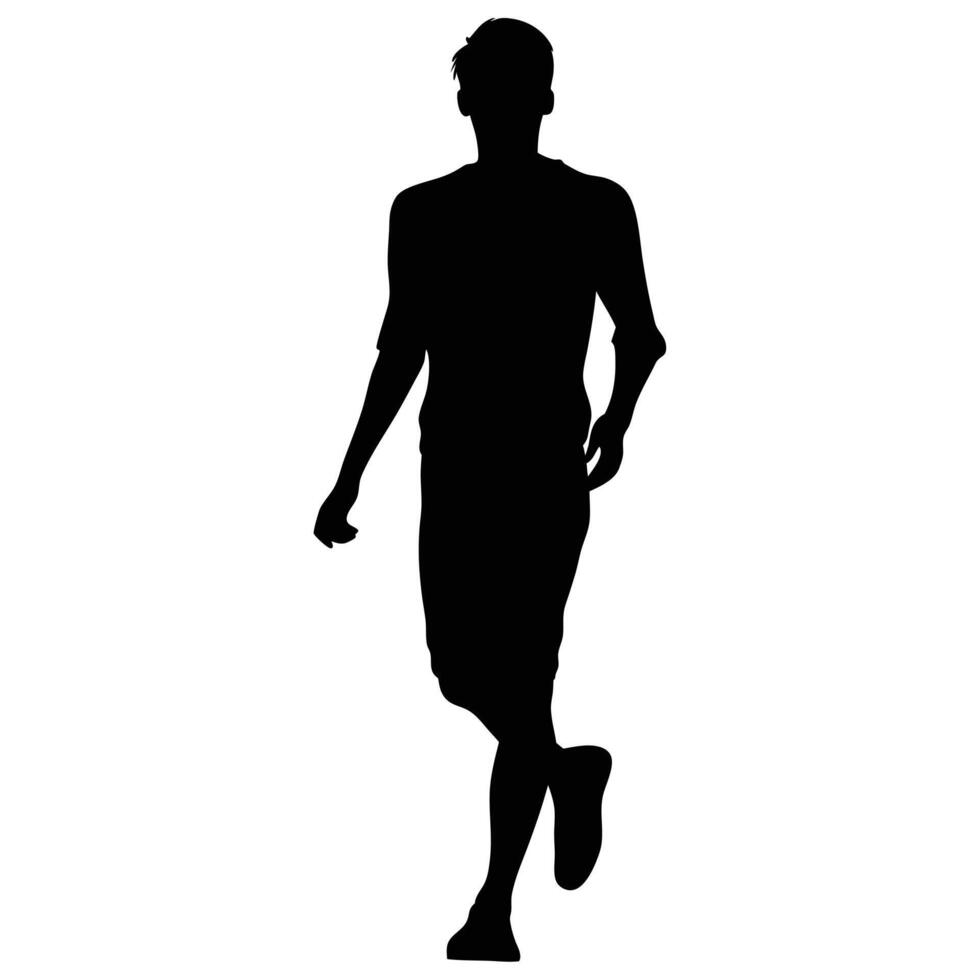 Silhouette Of A Man Walking Forward Gracefully In A Black Illustration vector
