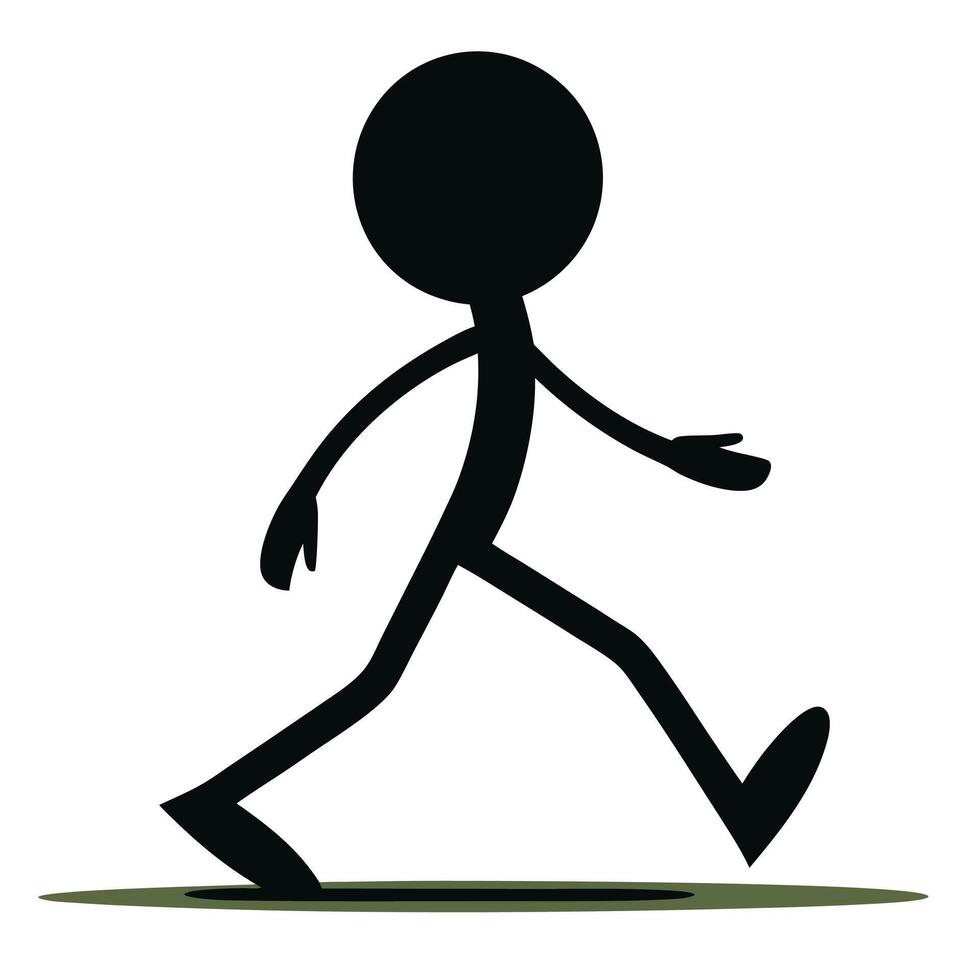 Black Stick Figure Walking On White Background Illustration Concept vector