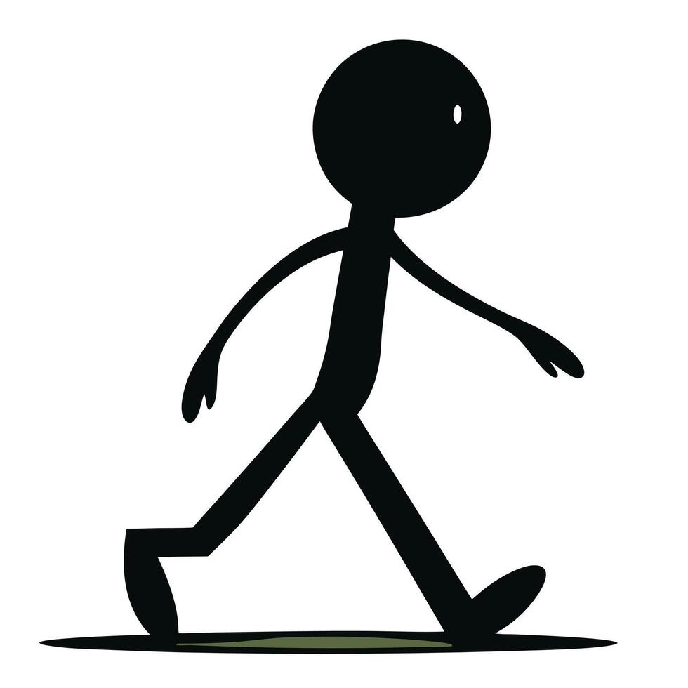 Stick Figure Illustration Walking Forward Simple Black And White Design Concept vector