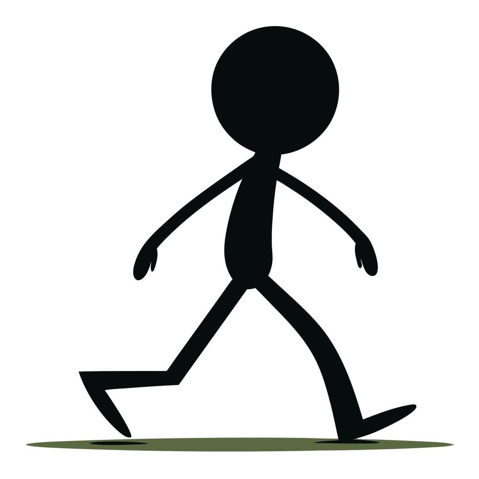 Walking Stick Figure Illustration Simple Black And White Geometric Person vector