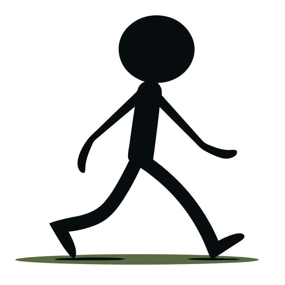 Simple Black Stick Figure Walking Illustration On White Background Great For Infographics vector