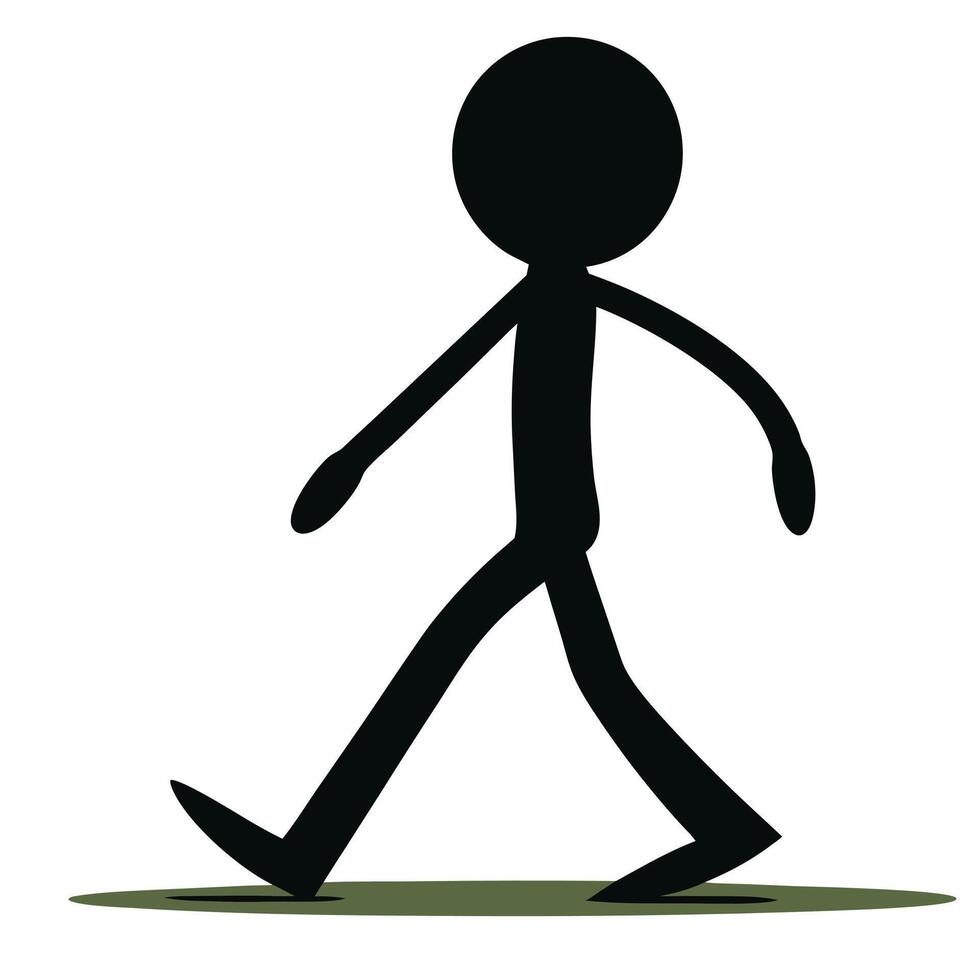 Black Stick Figure Walking Icon Illustration On White Background For Web vector