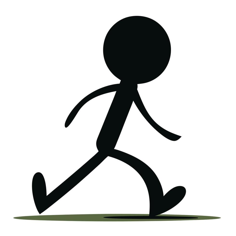 Simple Black Stick Figure Walking Motion Graphic Illustration On White Background vector