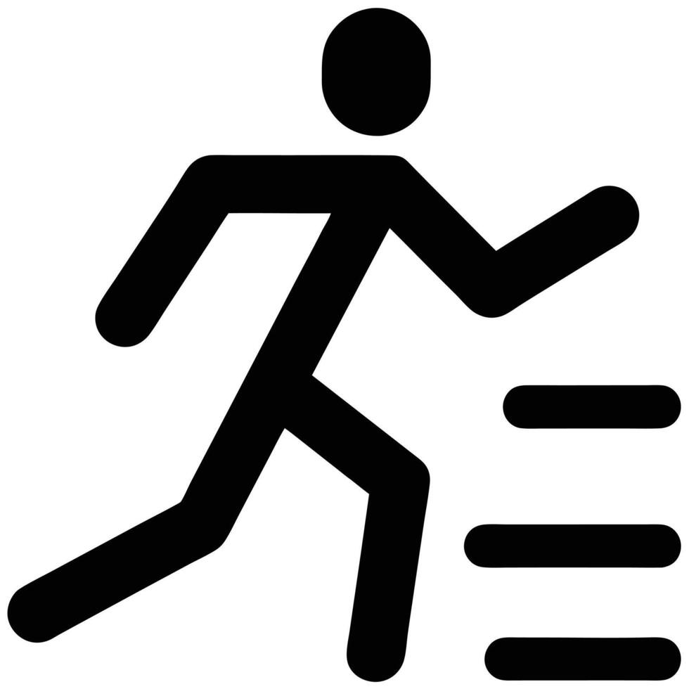 Simple Person Running Up Stairs Black And White Graphic Icon vector