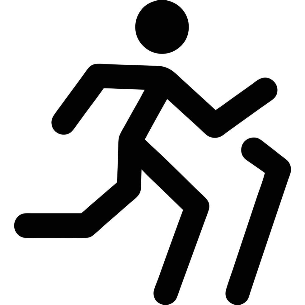 Pictogram Person Nordic Walking With Stick Minimalist Black And White Illustration vector