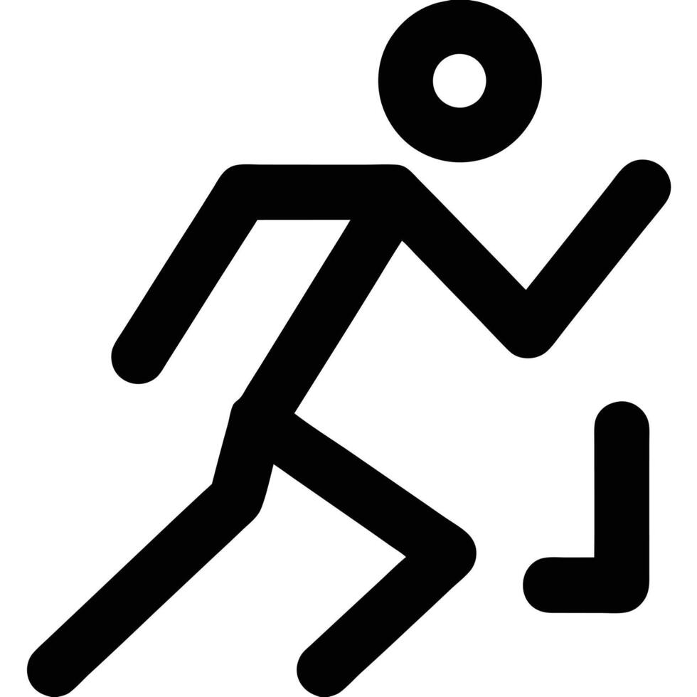 Stick Figure Hurdling Obstacle In Minimalist Black And White Style Graphic Illustration vector