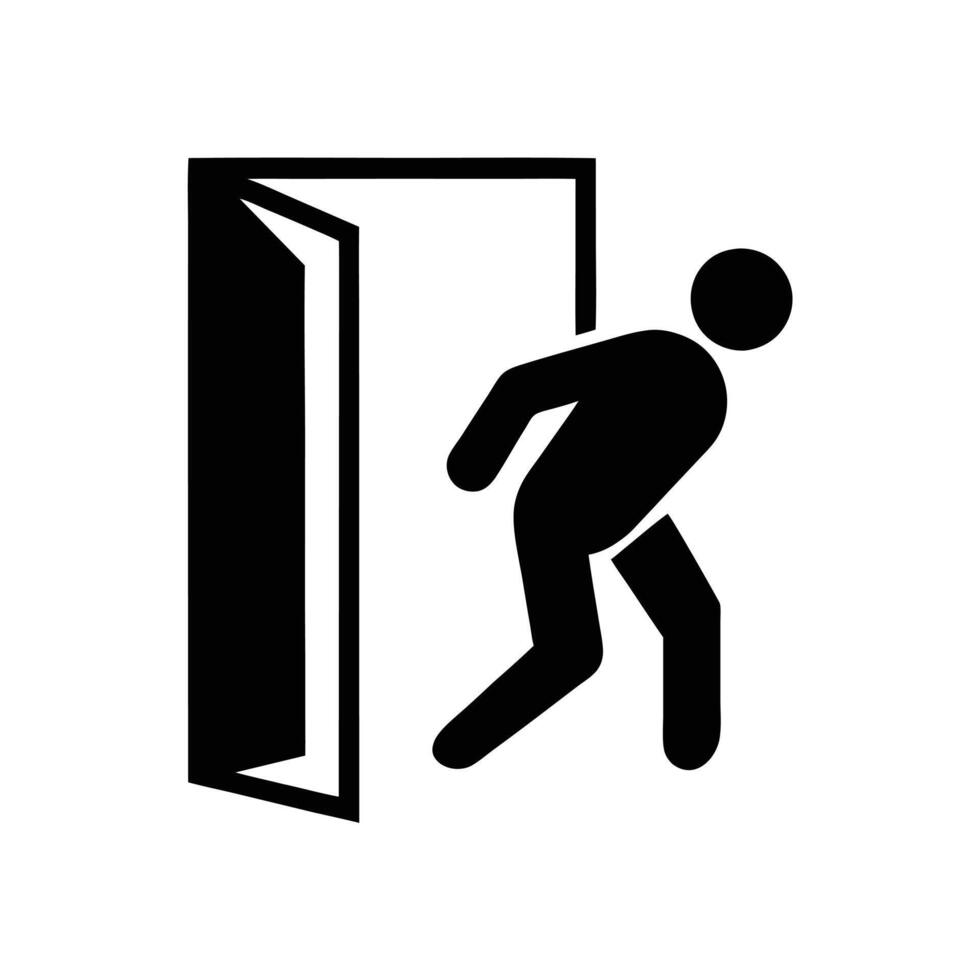 Emergency Exit Sign Illustration Person Exiting Through Open Door Symbol vector