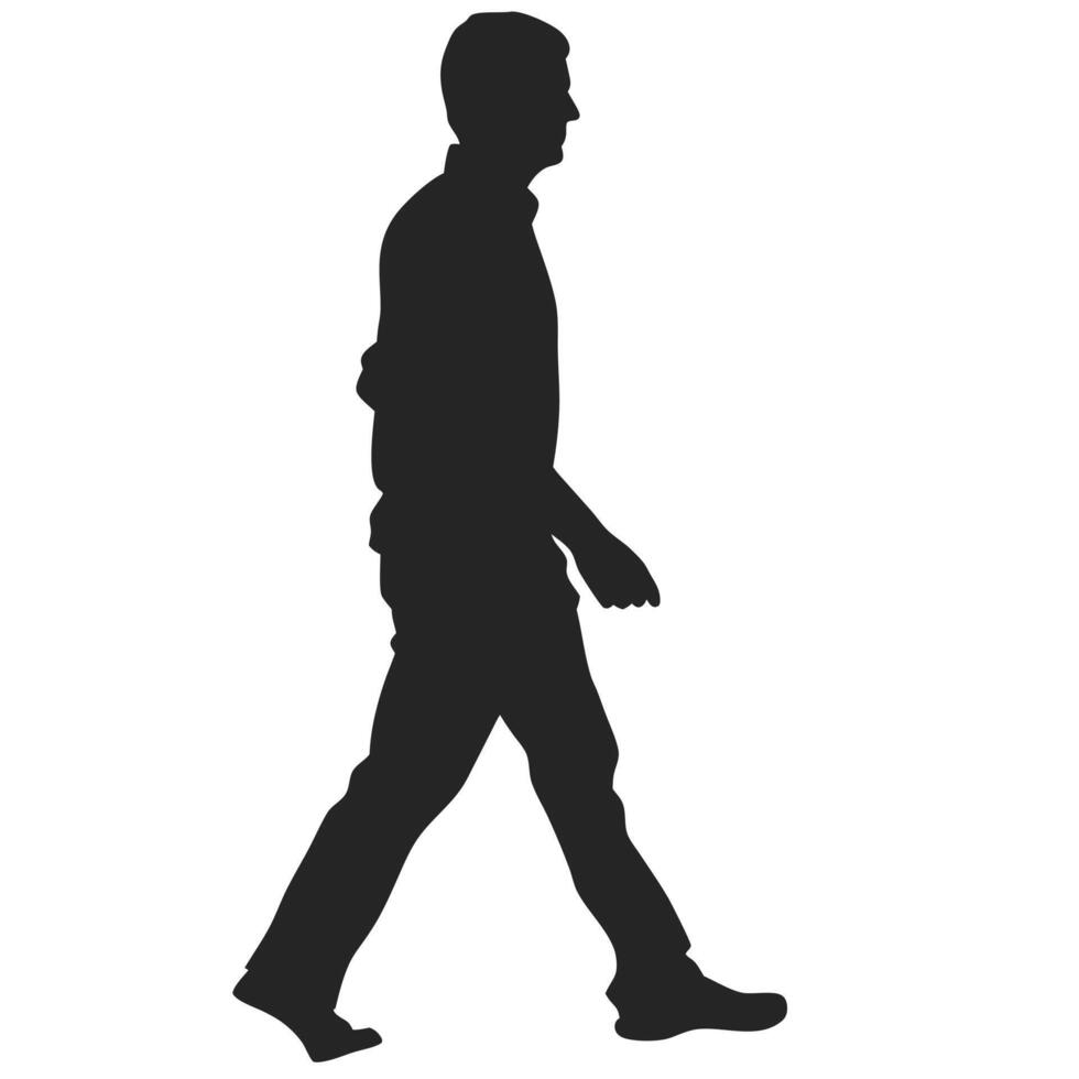 Silhouette Of A Man Walking Isolated On White Background Full Body Shot vector