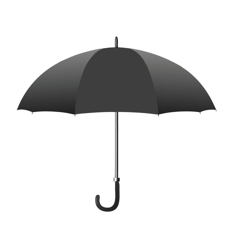 Elegant Black Umbrella Isolated On White Background Rain Protection Accessory Minimalist Design vector