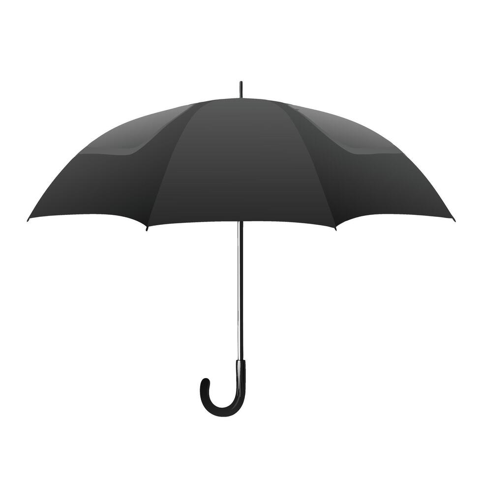 Isolated Classic Black Umbrella Illustration Ready For Rain Protection On White Background vector