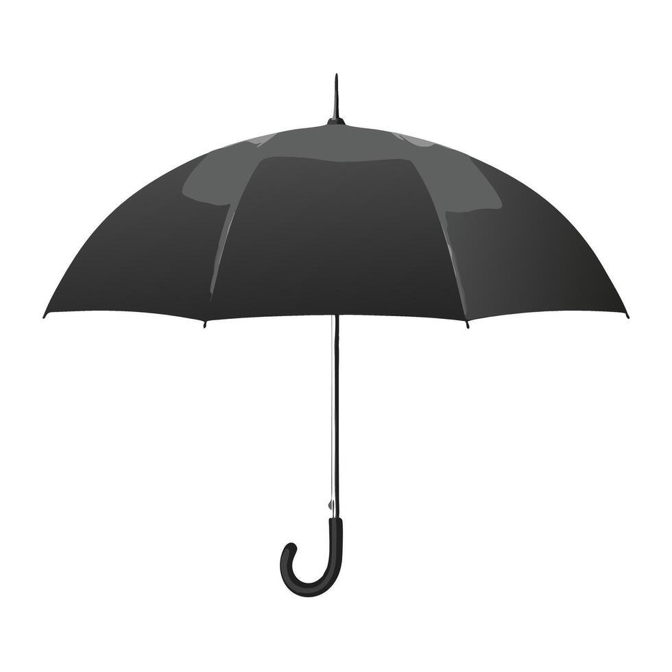 Classic Black Umbrella Isolated On White Background For Weather Protection And Design vector