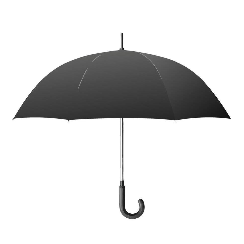 Isolated Black Umbrella Open On White Background Symbolizing Protection And Weather Shield vector
