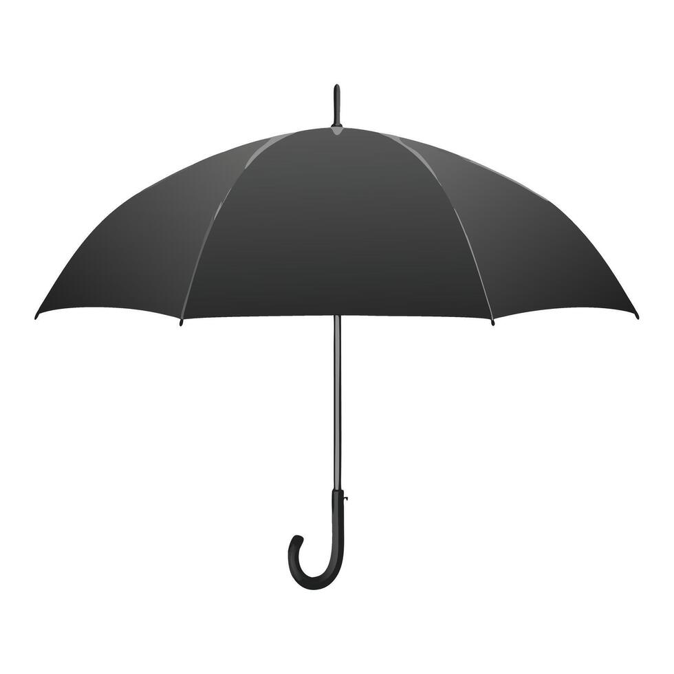 Isolated Classic Black Umbrella On White Background For Weather Protection Concepts vector