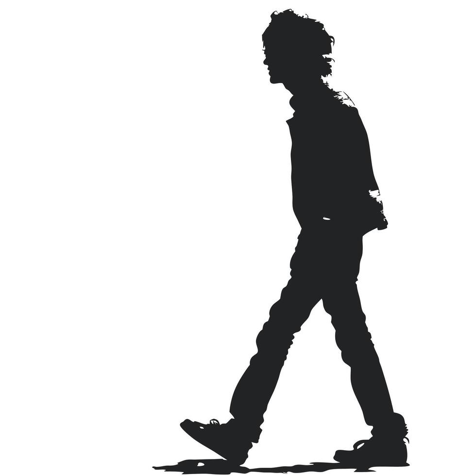 Man Walking Silhouette In Casual Clothes On White Background Design Element vector