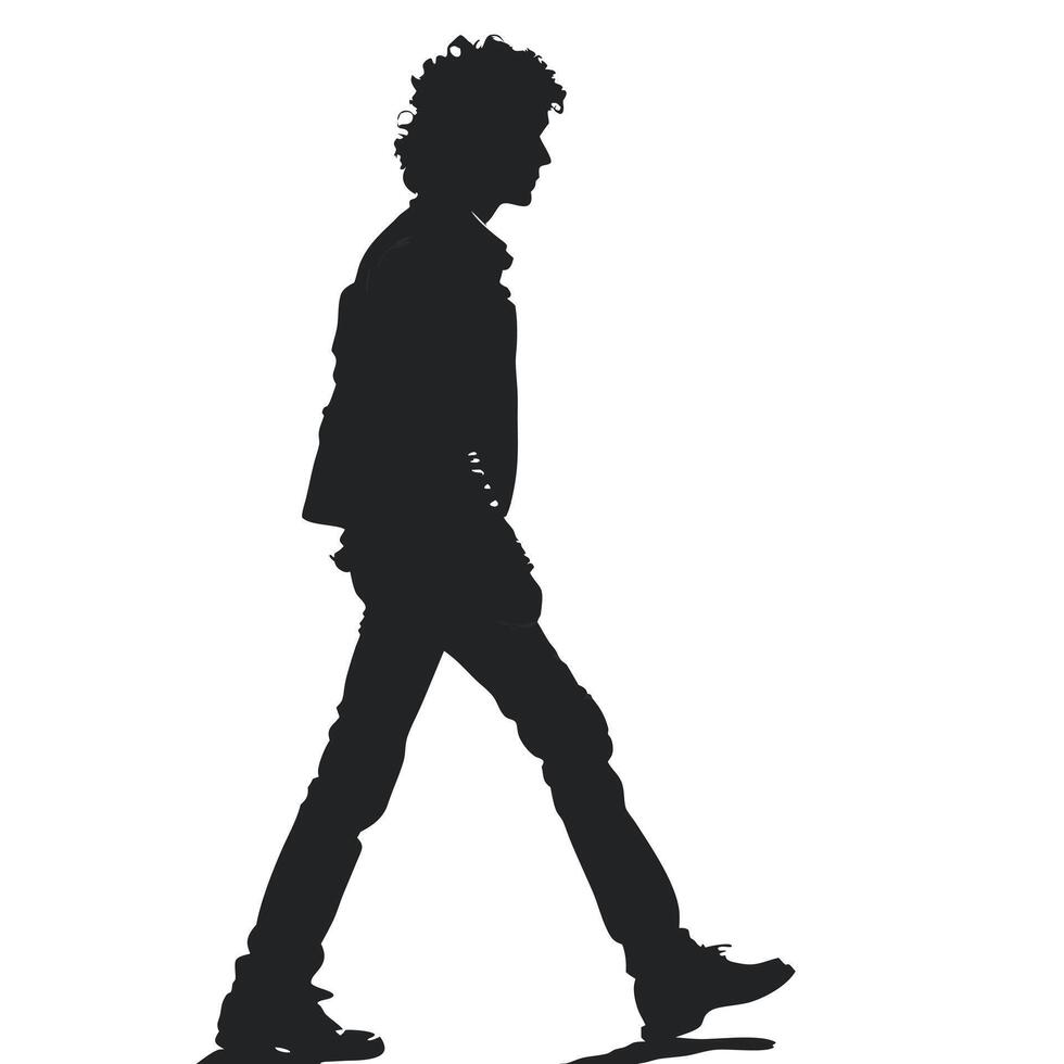 Silhouette Of A Stylish Man Walking Isolated On White Background Illustration vector