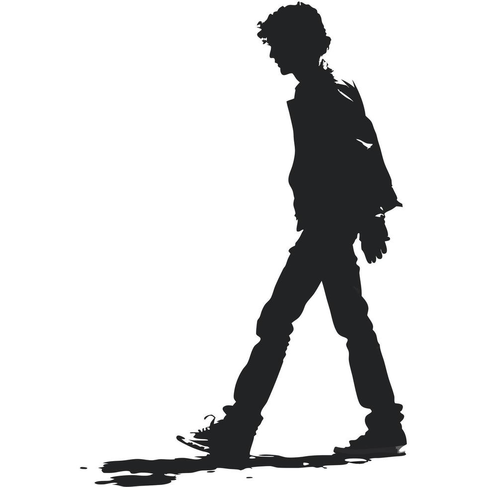 Silhouette Of A Young Man Walking Forward In Casual Clothing Isolated vector