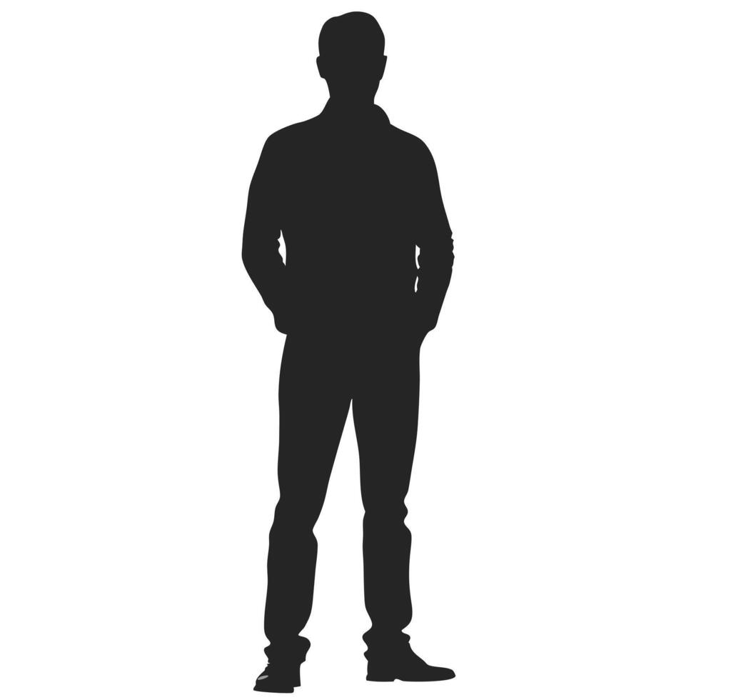Man Standing Silhouette Graphic Isolated On White Background Full Body vector