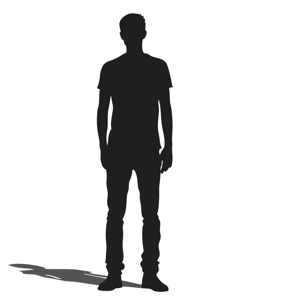 Silhouette Of A Young Man Standing Relaxed With Hands In Pockets vector