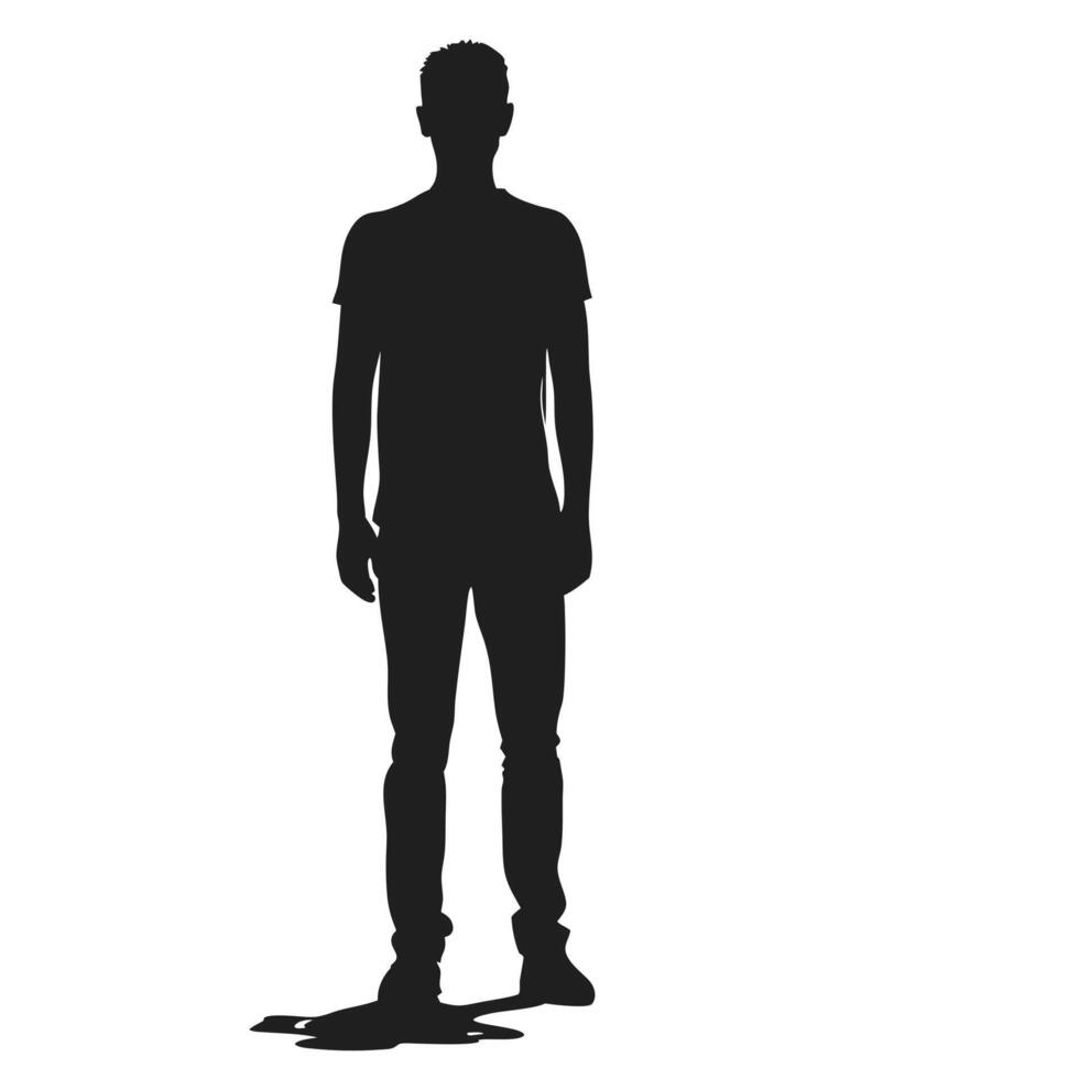 Man Silhouette Full Length Standing Illustration In Casual Wear And Stylish Pose vector