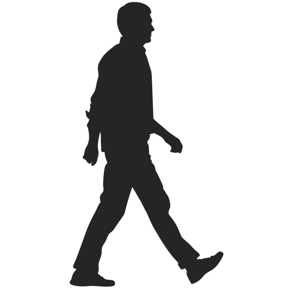 Silhouette Of A Man Walking Forward Illustration Isolated On White Background vector
