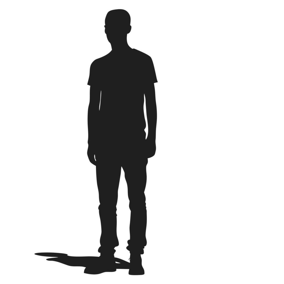 Silhouette Illustration Of A Man Standing Isolated On White Background Graphic vector
