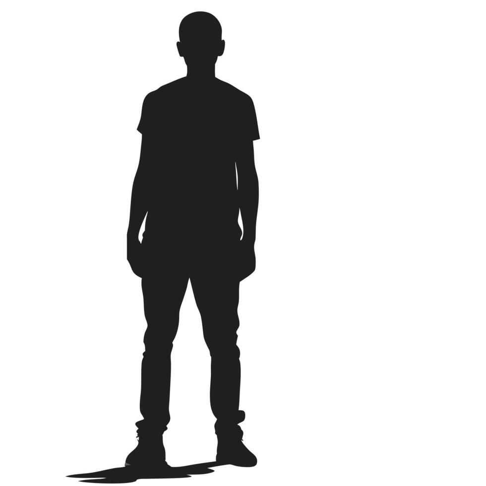 Standing Man Silhouette Illustration Minimalist Design Isolated On White Background vector
