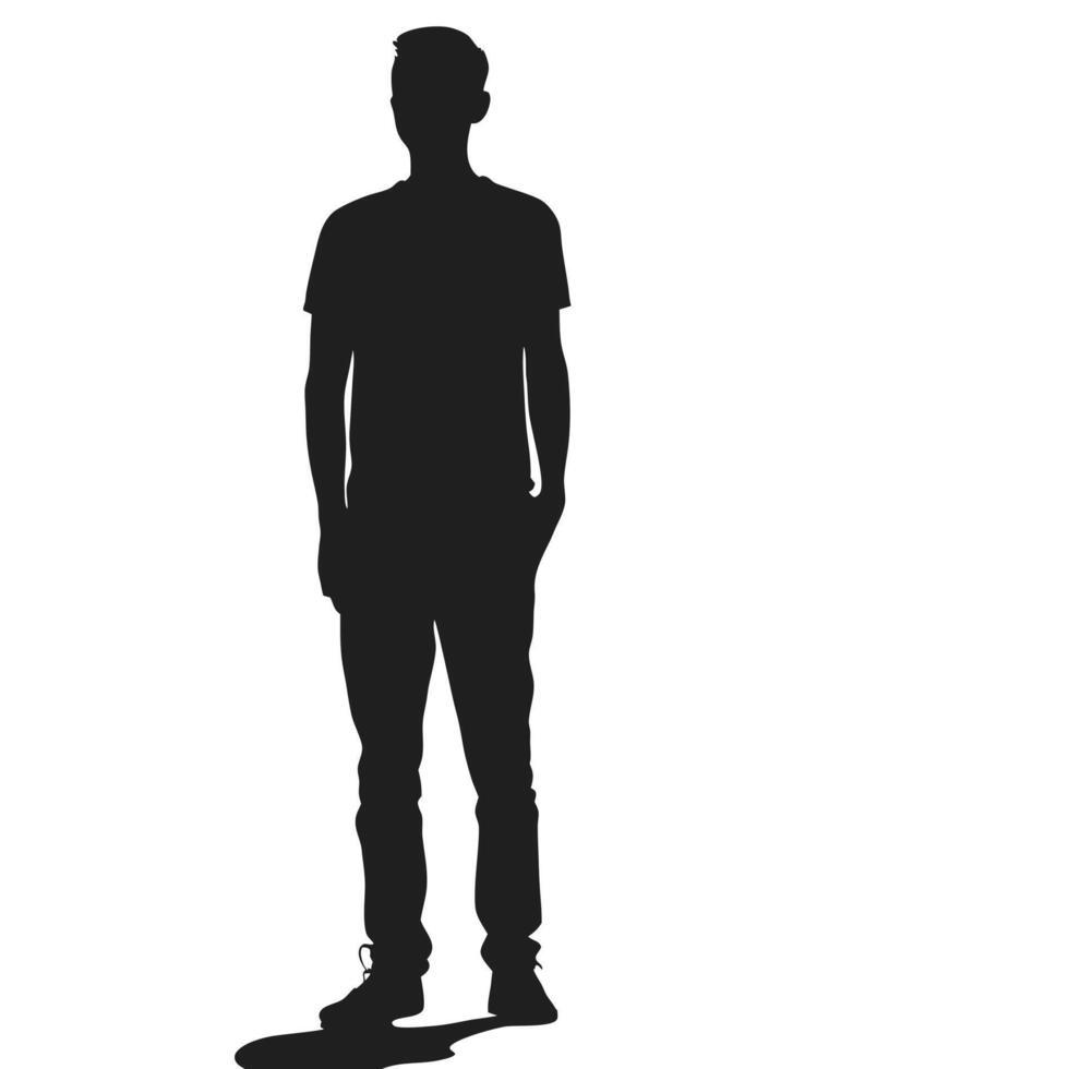 Full Body Silhouette Of A Young Man With Hands In His Pockets vector