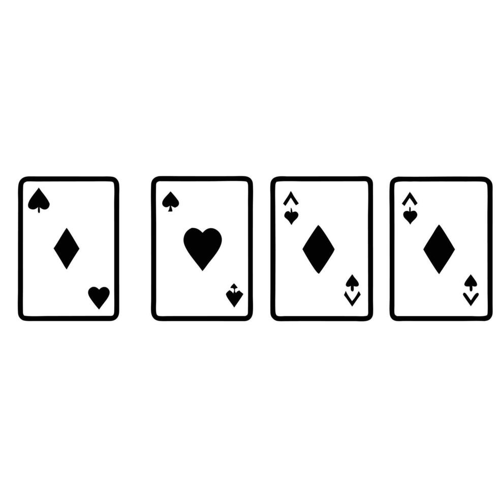 Four Aces Playing Card Hand Black And White Minimalist Illustration vector