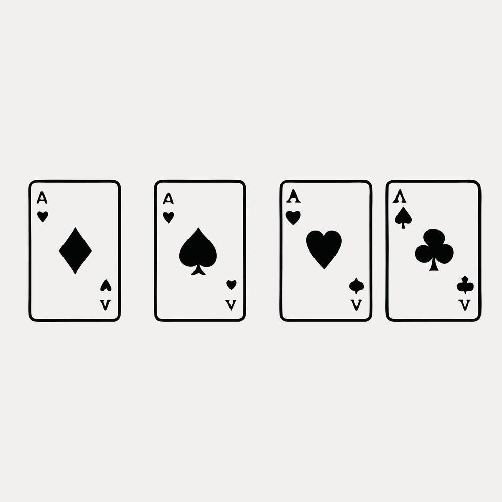 Four Aces Playing Cards Minimalist Style Illustration vector