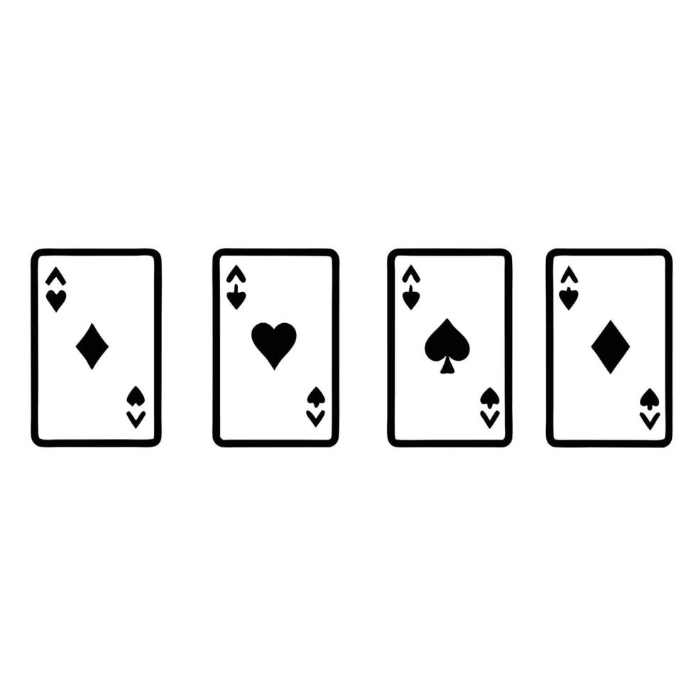 Ace Playing Cards Black And White Illustration Minimalist Style Design vector