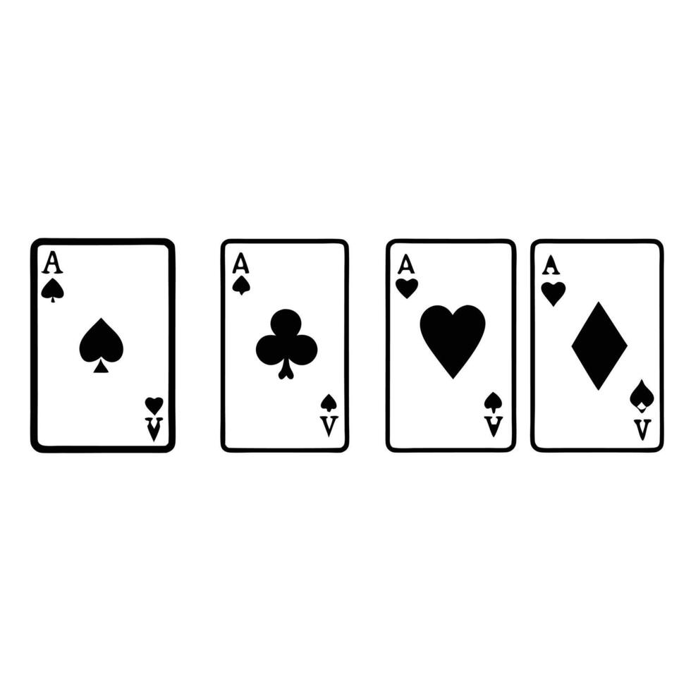 Four Aces Playing Cards Isolated Illustration Game Design Elements vector