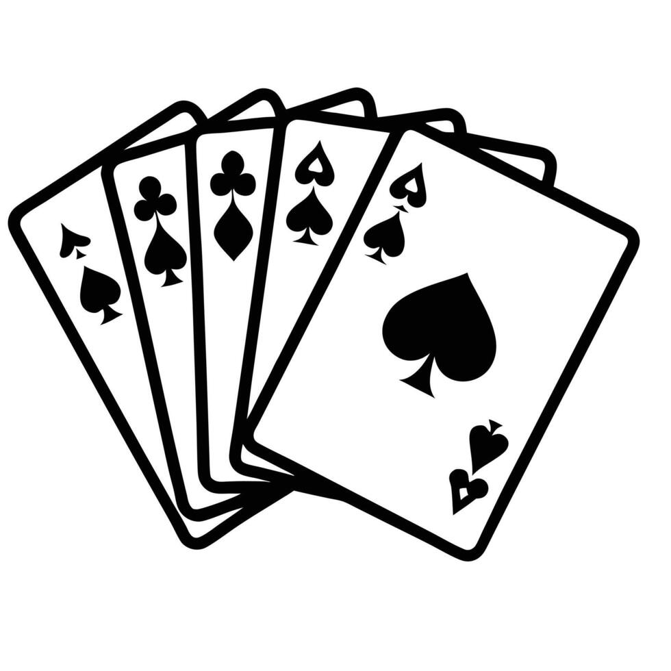 Four Of A Kind Playing Cards Hand In Black And White Style vector