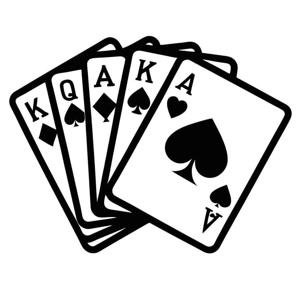 Hand Of Poker Playing Cards With Two Kings Aces And Queen vector