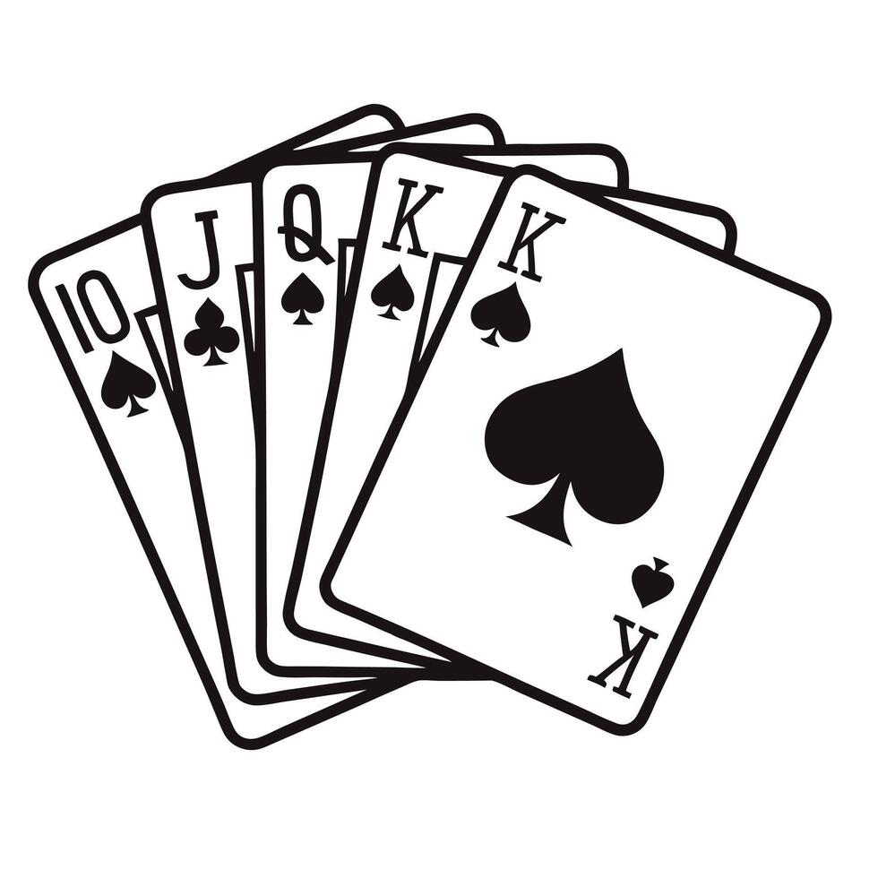 Poker Hand Of Spades With Two Kings Illustration Isolated vector