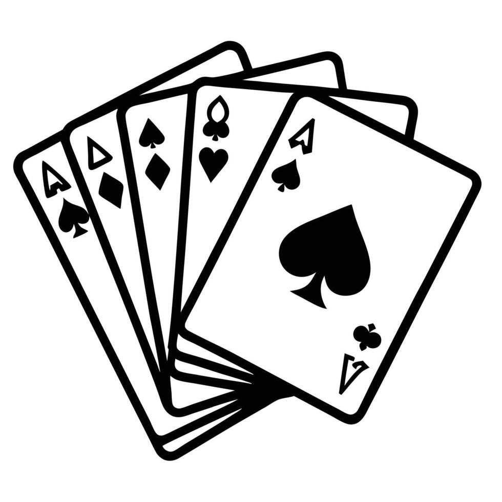 Minimalist Illustration Of A Hand Holding Playing Cards With Aces vector