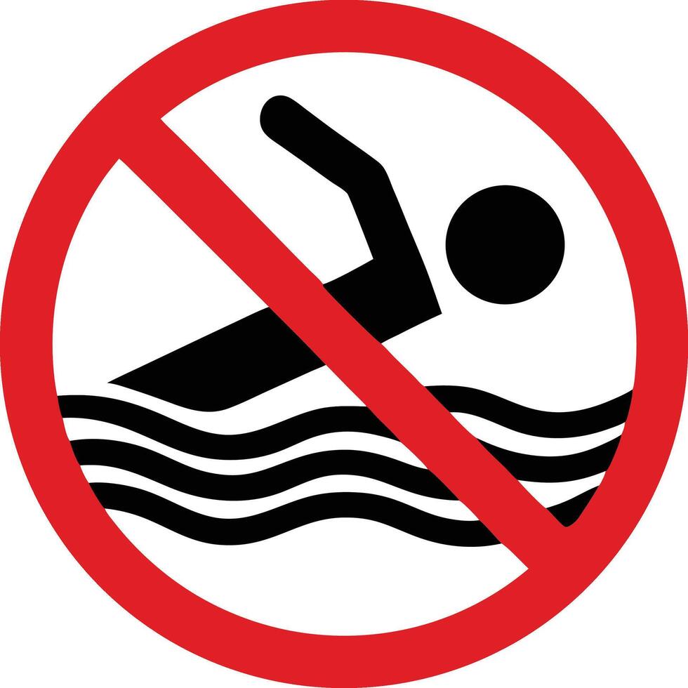 No Swimming Allowed Forbidden Sign Water Safety Symbol Illustration vector