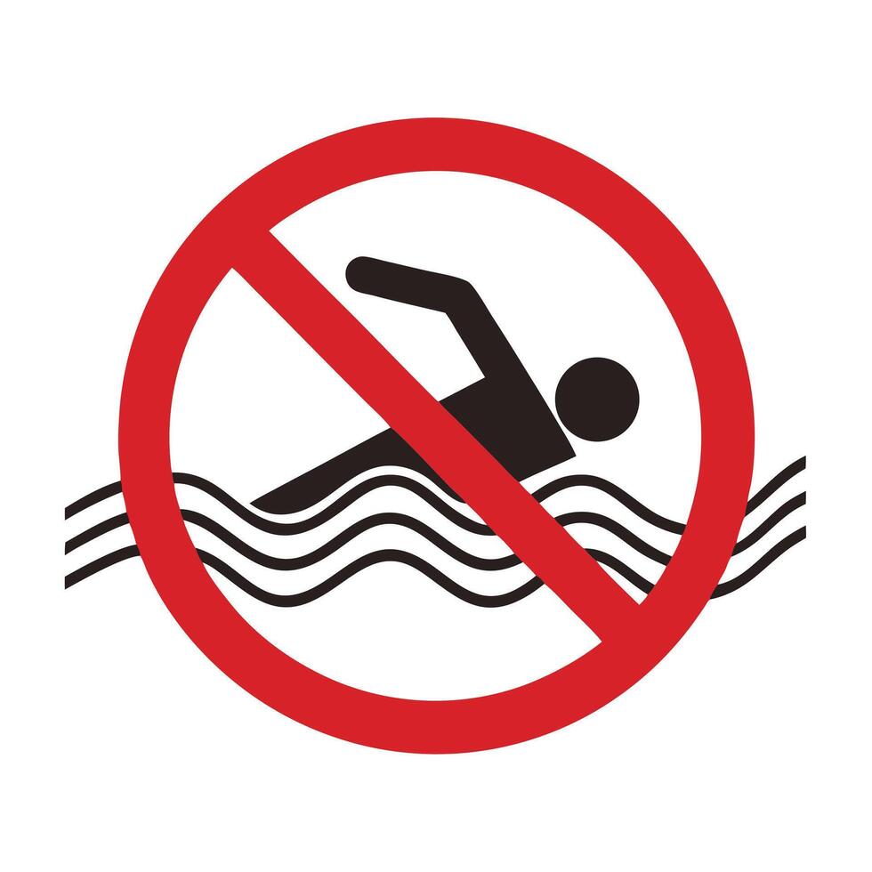 No Swimming Sign Red Circle Prohibited Icon Safety Symbol Warning Signage vector