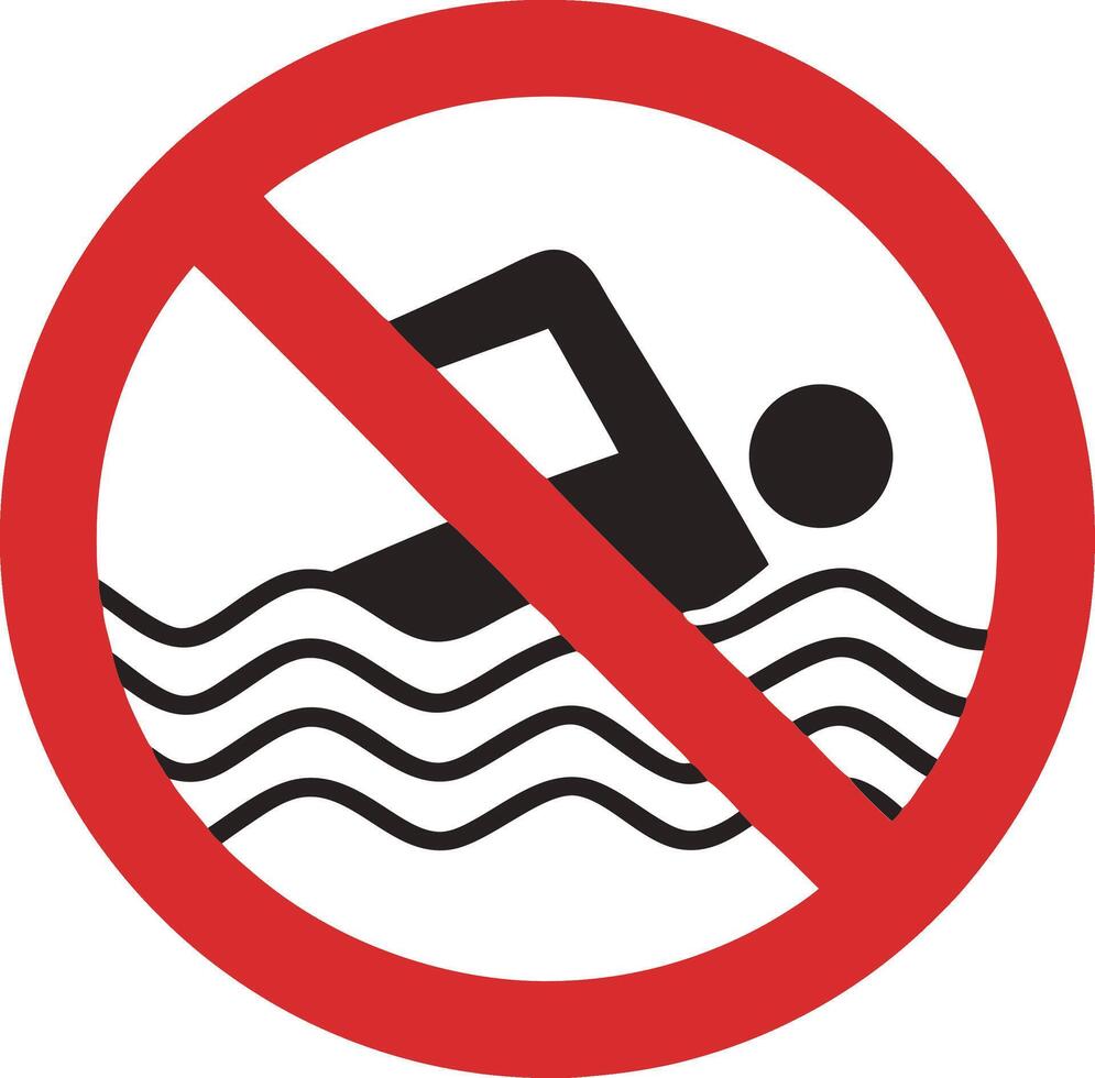 No Swimming Allowed Prohibition Sign Safety Warning Symbol Illustration Graphic vector