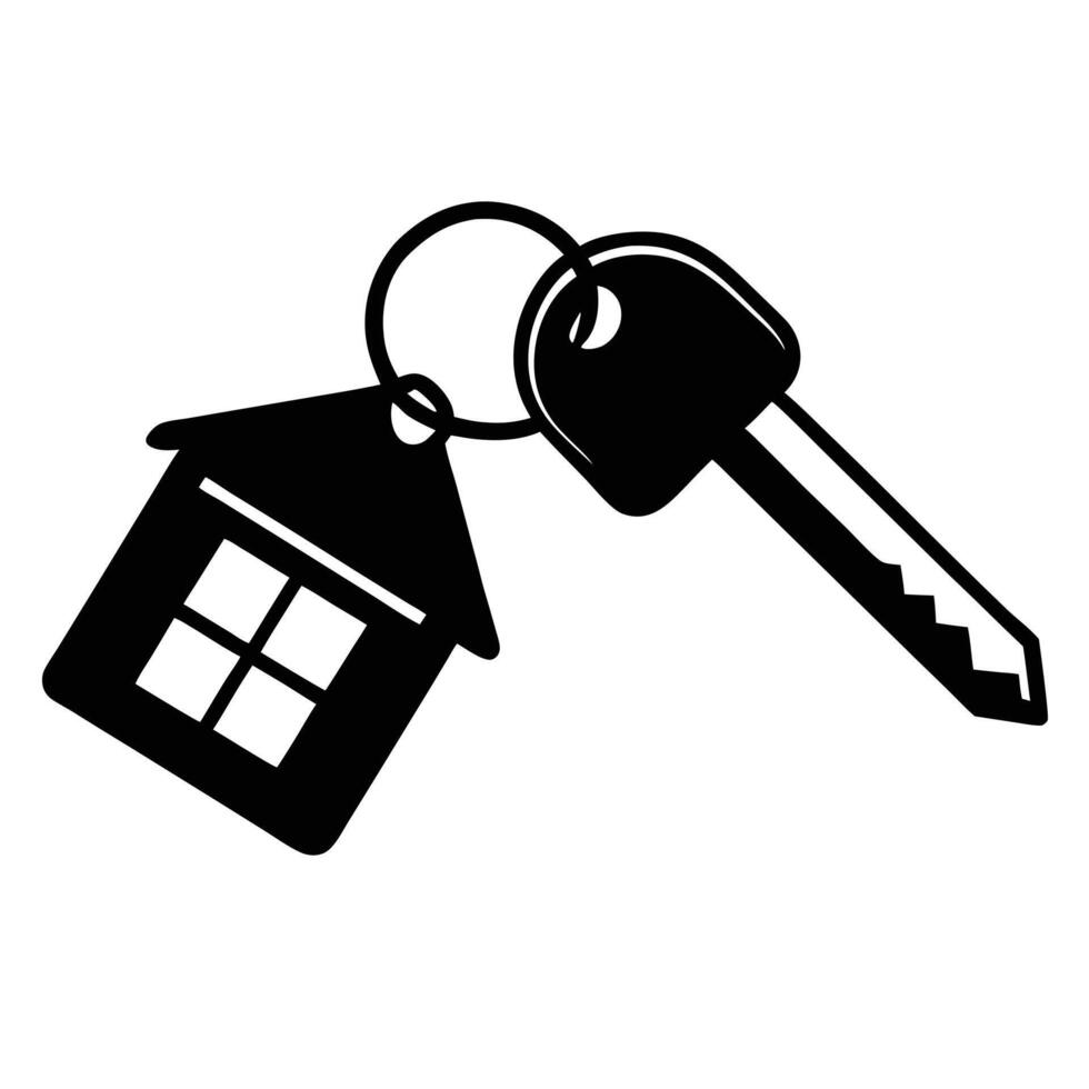 House Key With House Keychain Concept For Real Estate Home Ownership vector