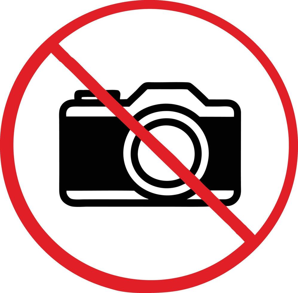 No Photography Camera Forbidden Symbol Sign For Restricted Areas Simple vector