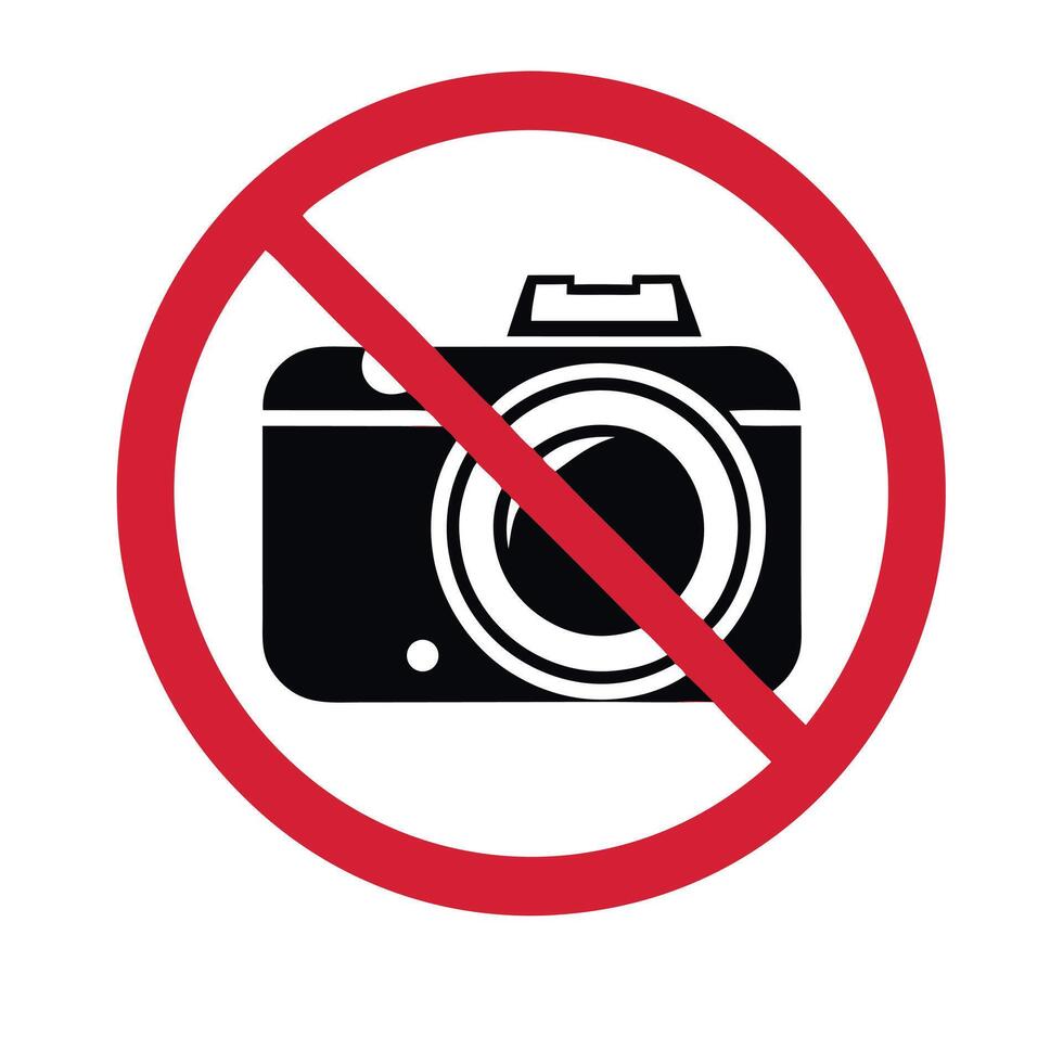 No Photography Symbol Graphic Prohibition Sign Forbidden Camera Not Allowed Icon vector