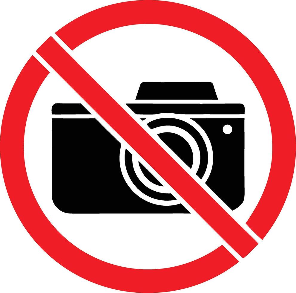 No Photography Camera Symbol Prohibited Access Restriction Forbidden Area Warning Sign vector