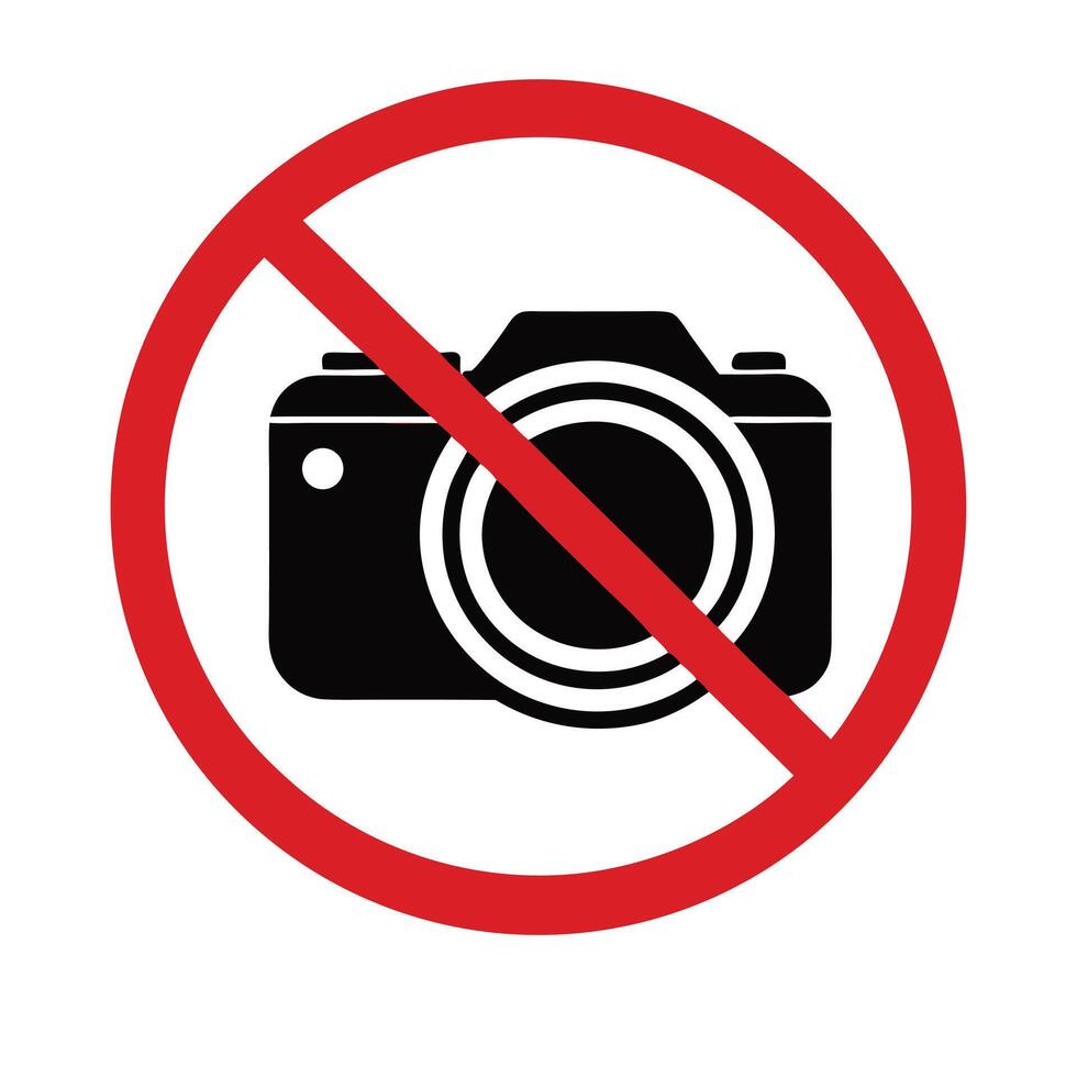 Photography Not Allowed Camera Forbidden Symbol No Photo Sign Icon vector