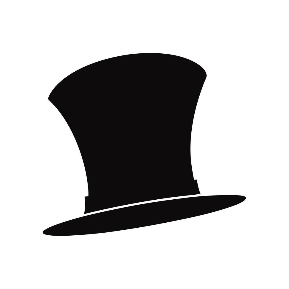Black Top Hat Silhouette Classic Formal Wear Design Element For Graphics vector
